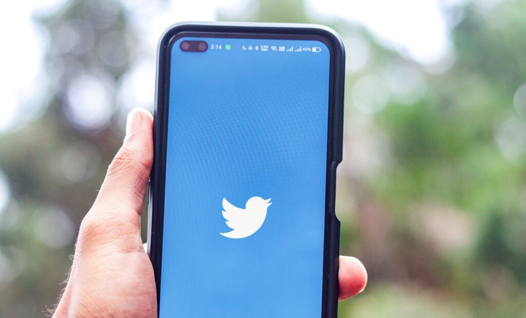 Twitter logo op scherm
